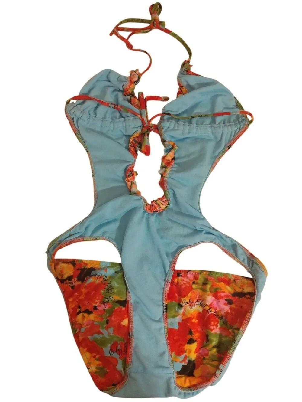 Baby Phat Vintage Y2K Watercolor Cutout  Halter Monokini Swimsuit